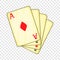 Four aces playing cards icon, cartoon style