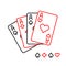 Four aces playing cards line style illustration.