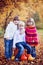 Four adorable kids in the park, playing