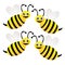 Four amusing drawn bees on a white background