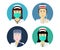 Four Asian woman nurse with accessories, vector set