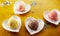 Four assorted flavors of creamy Italian ice-cream