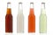 Four assorted soda bottles, alcoholic drinks