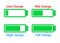 Four battery level indicator showing the different stages of a power charge white backdrop