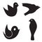 Four birds vector set - black silhouette bird