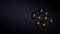 four bitcoin coins on a black background, a bright beam of light. Cryptocurrency rate concept