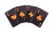 Four black and gold playing card aces. Poker flat illustration