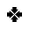 Four black squared arrows point to the center. Triple Collide Arrows icon