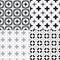 Four black and white mosaic patterns