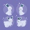 four blue bunnies