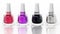 Four bottles of nail polish isolated on white background. 3D illustration