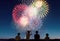 Four boys watching fireworks. Memories of this summer. Generative AI