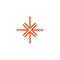 Four bred thin arrows point to the center. Triple Collide Arrows icon. Merge Directions icon