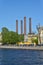 Four brick chimneys of boiler house on the Fontanka embankment