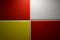 Four bright red yellow and white tiles, frame divided into four parts, glossy tile, place for text