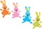 Four brightly colored Easter bunnies