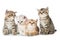 Four british shorthair kitten on white background