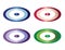 Four buttons vector set in multiple colors - evil eye buttons illustration