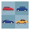 four cars vehicles colors isolated icons