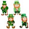 Four cartoon leprechauns set stock vector illustration