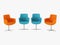 Four chairs orange and blue with iron legs 3d rendering