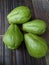 four chayote pumpkins with a fairly large size with a green color