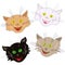 Four cheerful cat faces as masks