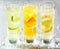 Four chilled citrus beverages