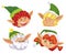 Four Christmas Elves, Fairy Characters Having Fun