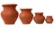 Four clay pot
