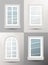 Four Closed Realistic Glass Windows with Shadows