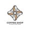 Four coffee bean shop logo design vector, coffee farm logo template
