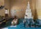 Four coffins inside a Coptic Christian tomb in Old Cairo, Egypt.