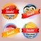 Four collection sushi badge japanese cuisine