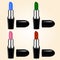 Four Color images with different kinds of colors of lipstick