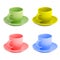 Four color teacups