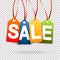 four colored SALE hang tags