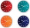 Four colorful clocks
