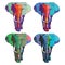 Four colorful elephants