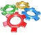 Four Colorful Gears Turning Together in Unison - Teamwork Synergy