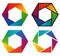 Four colorful hexagon spectrum rainbow icons