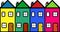 Four Colorful Housing Community Cartoon