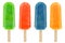 Four colorful popsicles.