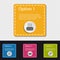 Four Colorful Square Infographic Business Buttons - Printer, World, People, Gears - Vector Illustration - Isolated On Transparent