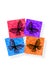 Four colorful sticker with butterflies illustration on white background.