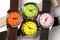 Four colorful watches