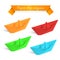 Four colorfull paper ships origami.