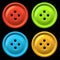 Four colourful buttons