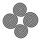 Four connected Celtic double spirals, quadruple spiral