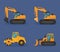 four construction vehicles icons